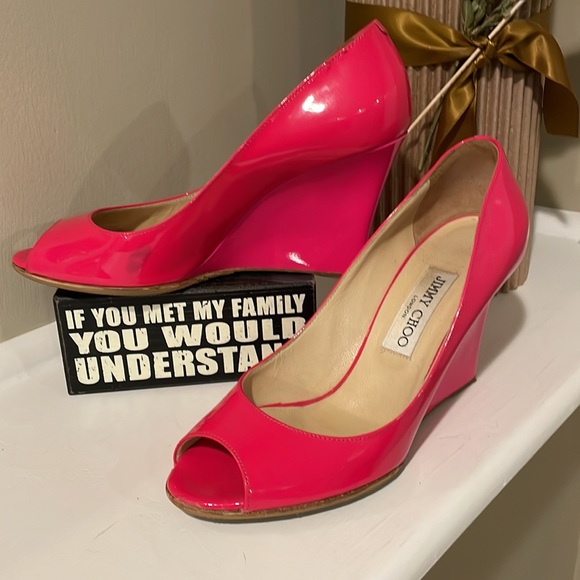 Jimmy Choo Hot Pink Wedge 38.5 - Picture 5 of 10